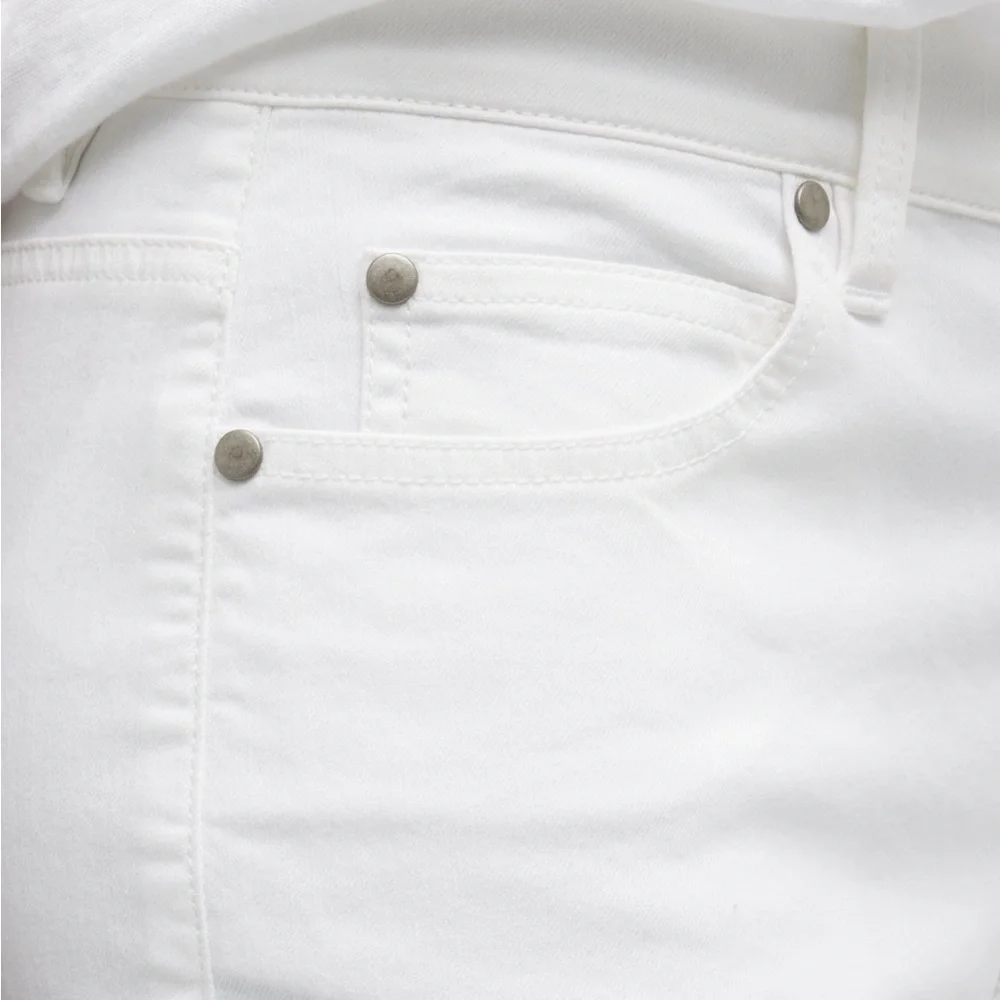 Eileen Fisher Organic Cotton Straight Leg Stretch Denim Pants White - Picture 2 of 14